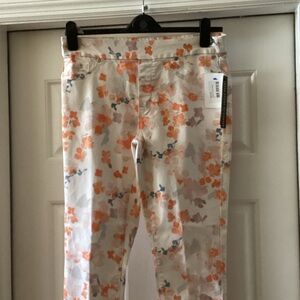 Tribal jeans. Floral Print jeans with Orange and Gray Accents. NWT, 10